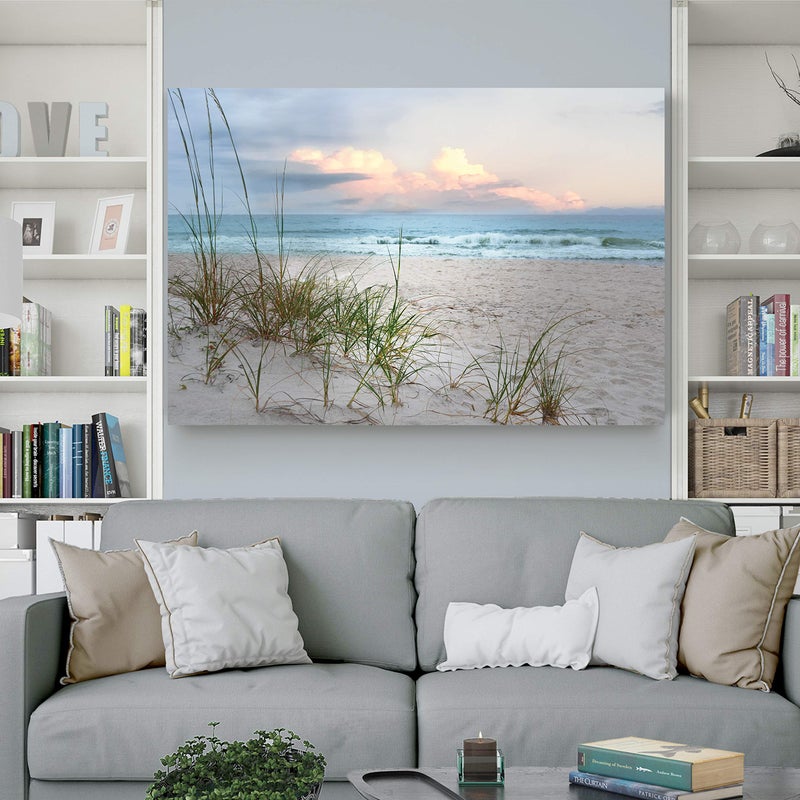 Renditions Gallery Home Wall Art Pictures Sunset View at Calm White Sandy Beach Canvas Hanging Prints for Living Room Office Walls - 24"X36" LT08 - Image 3